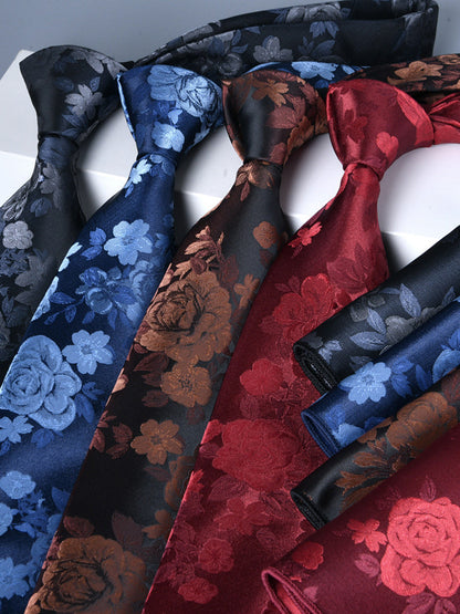 Men's 2 Pics Printed Jacquard Formal Floral Tie