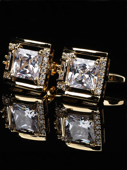 Men's Sparkling 2Pcs Alloy Cufflinks with Floral