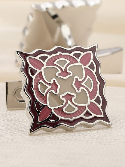Men's Sparkling 2Pcs Alloy Cufflinks with Floral