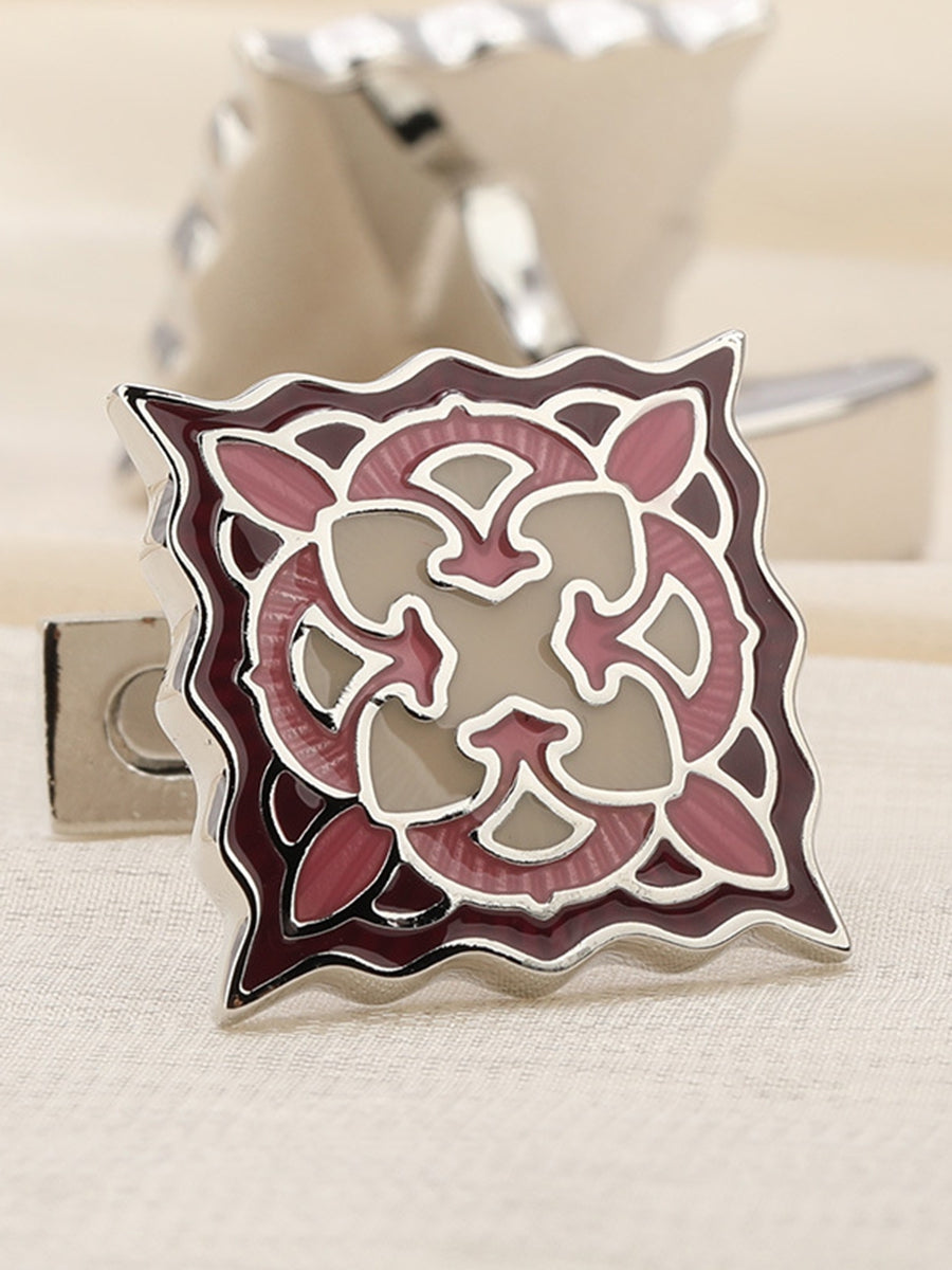 Men's Sparkling 2Pcs Alloy Cufflinks with Floral