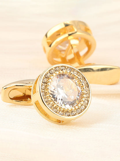 Men's Sparkling 2Pcs Alloy Cufflinks with Floral