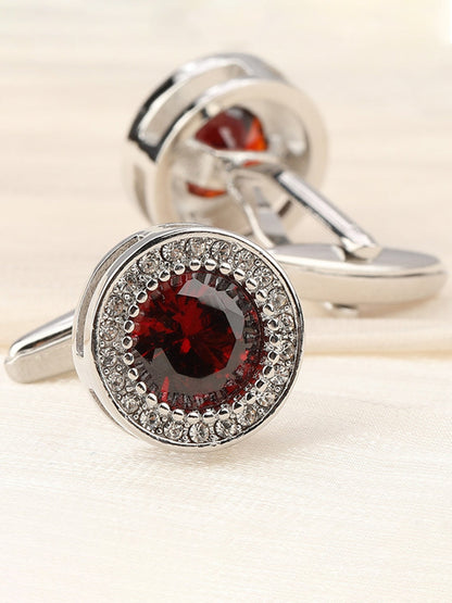 Men's Sparkling 2Pcs Alloy Cufflinks with Floral