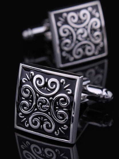 Men's Sparkling 2Pcs Alloy Cufflinks with Floral