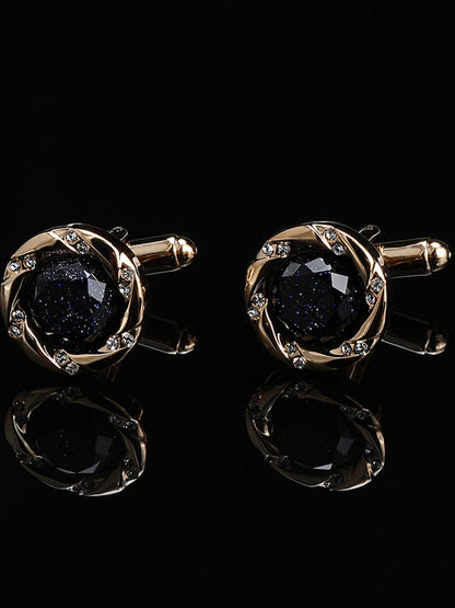 Men's Sparkling 2Pcs Alloy Cufflinks with Floral