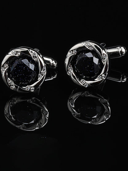 Men's Sparkling 2Pcs Alloy Cufflinks with Floral