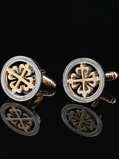 Men's Sparkling 2Pcs Alloy Cufflinks with Floral