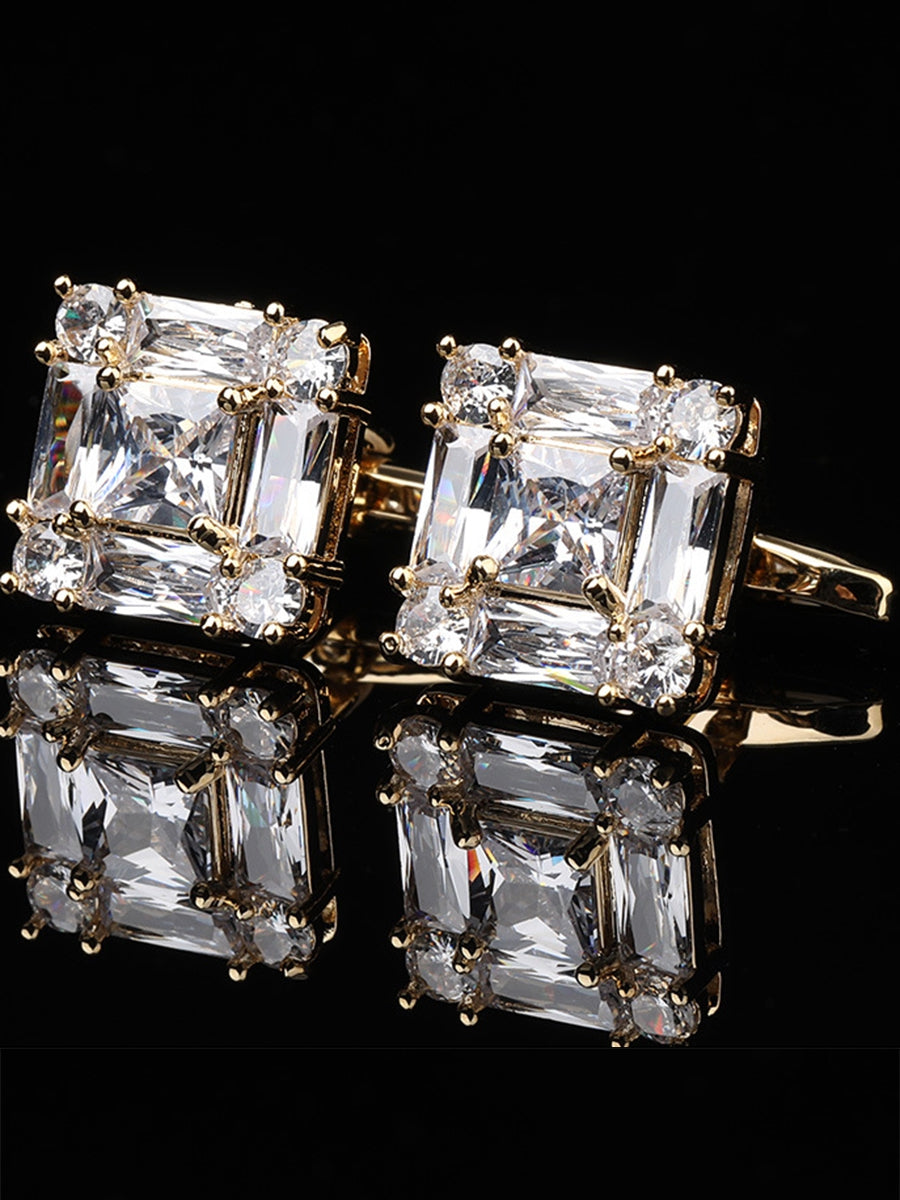 Men's Sparkling 2Pcs Alloy Cufflinks with Floral