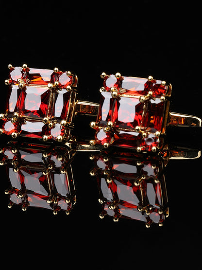 Men's Sparkling 2Pcs Alloy Cufflinks with Floral