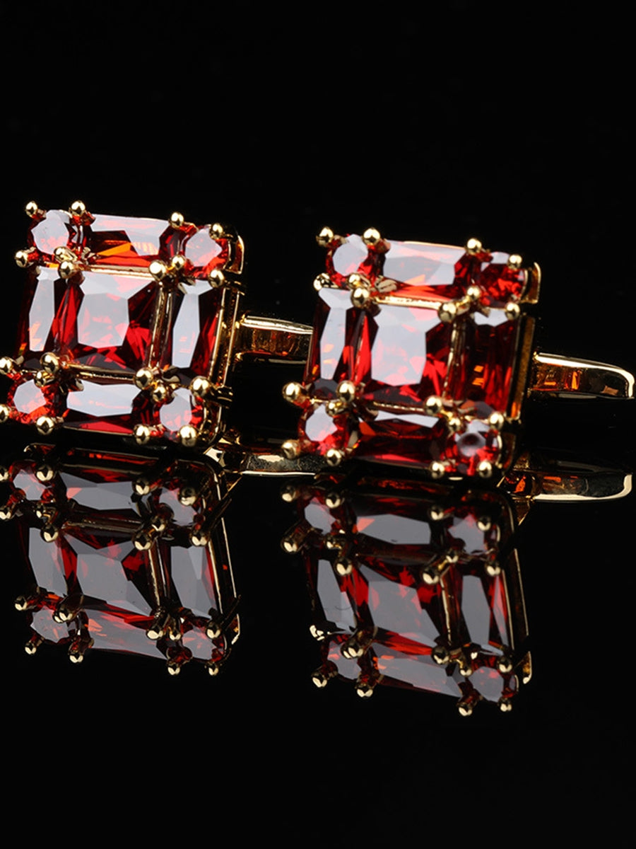 Men's Sparkling 2Pcs Alloy Cufflinks with Floral