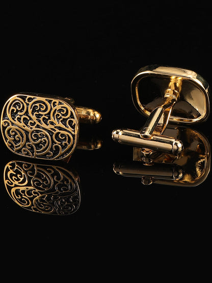 Men's Sparkling 2Pcs Alloy Cufflinks with Floral