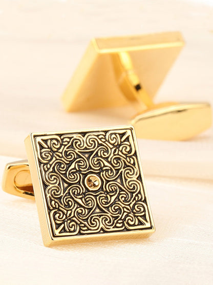 Men's Sparkling 2Pcs Alloy Cufflinks with Floral