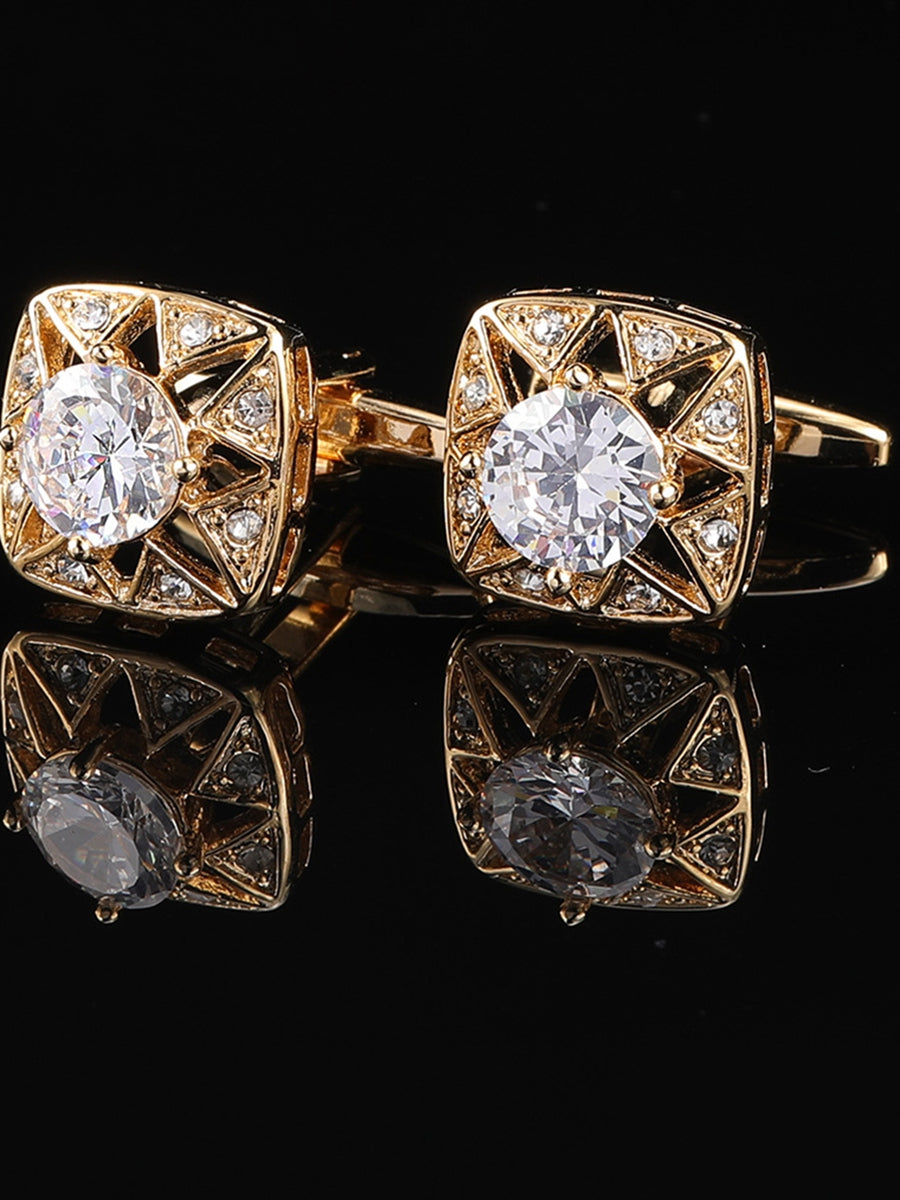 Men's Sparkling 2Pcs Alloy Cufflinks with Floral