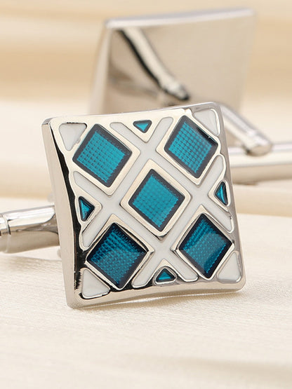 Men's Sparkling 2Pcs Alloy Cufflinks with Floral