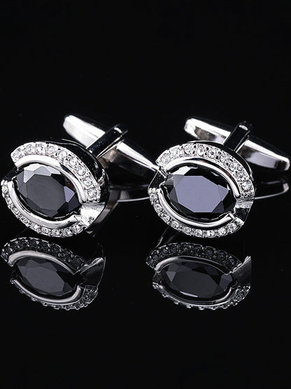 Men's Sparkling 2Pcs Alloy Cufflinks with Floral