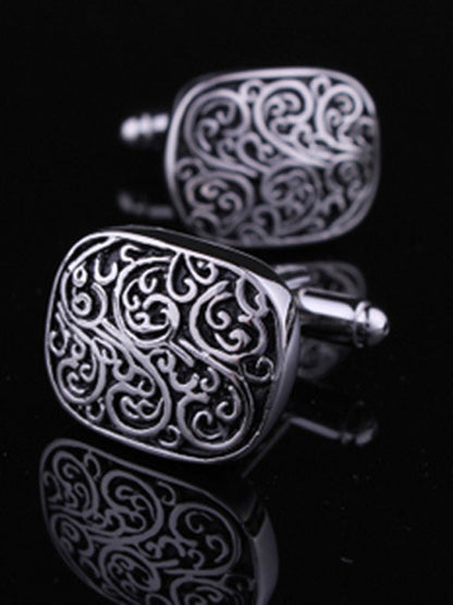 Men's Sparkling 2Pcs Alloy Cufflinks with Floral