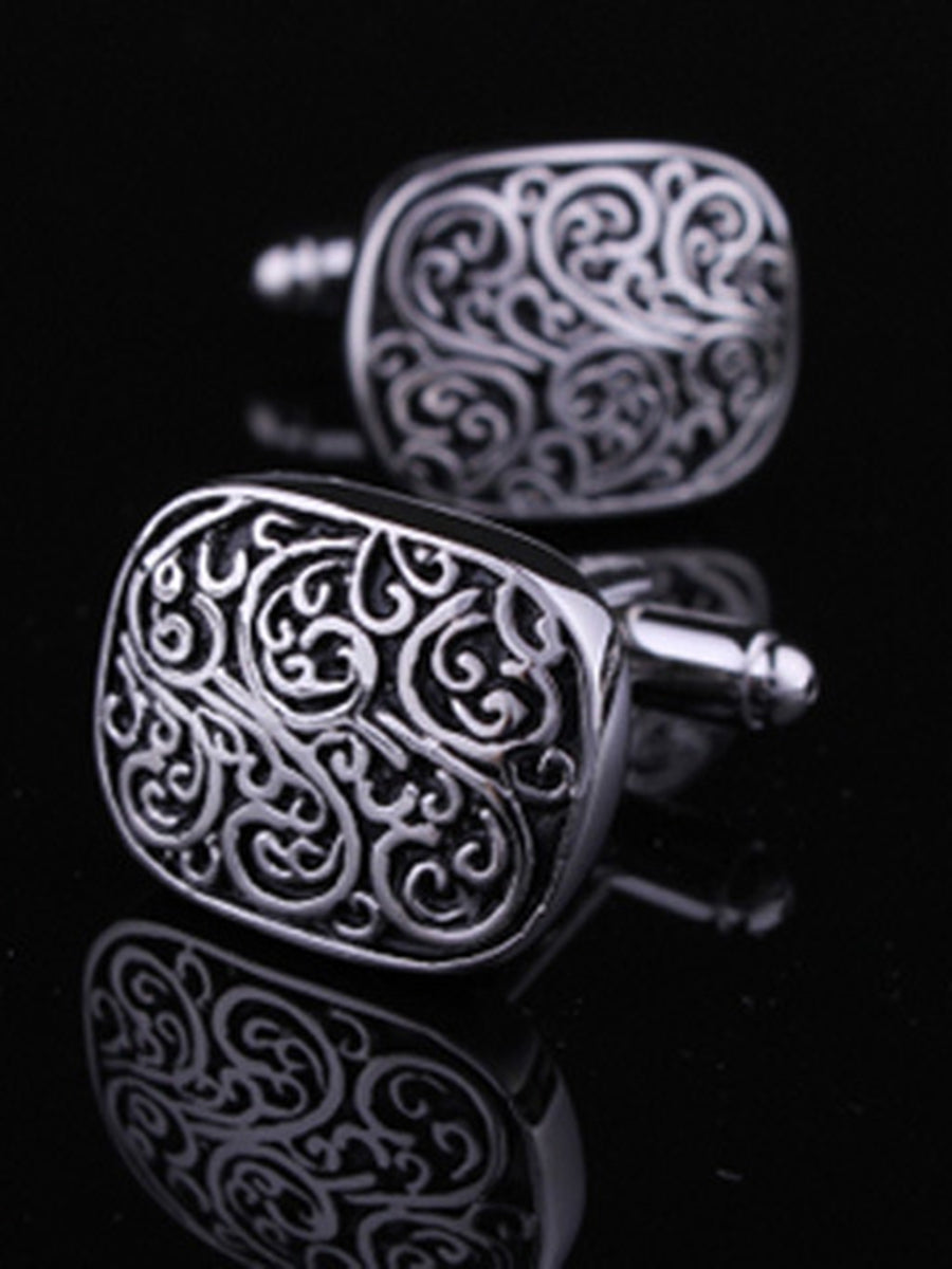 Men's Sparkling 2Pcs Alloy Cufflinks with Floral