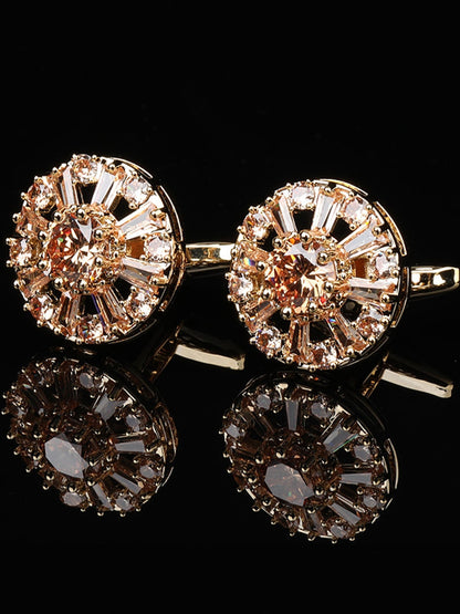 Men's Sparkling 2Pcs Alloy Cufflinks with Floral