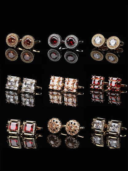 Men's Sparkling 2Pcs Alloy Cufflinks with Floral