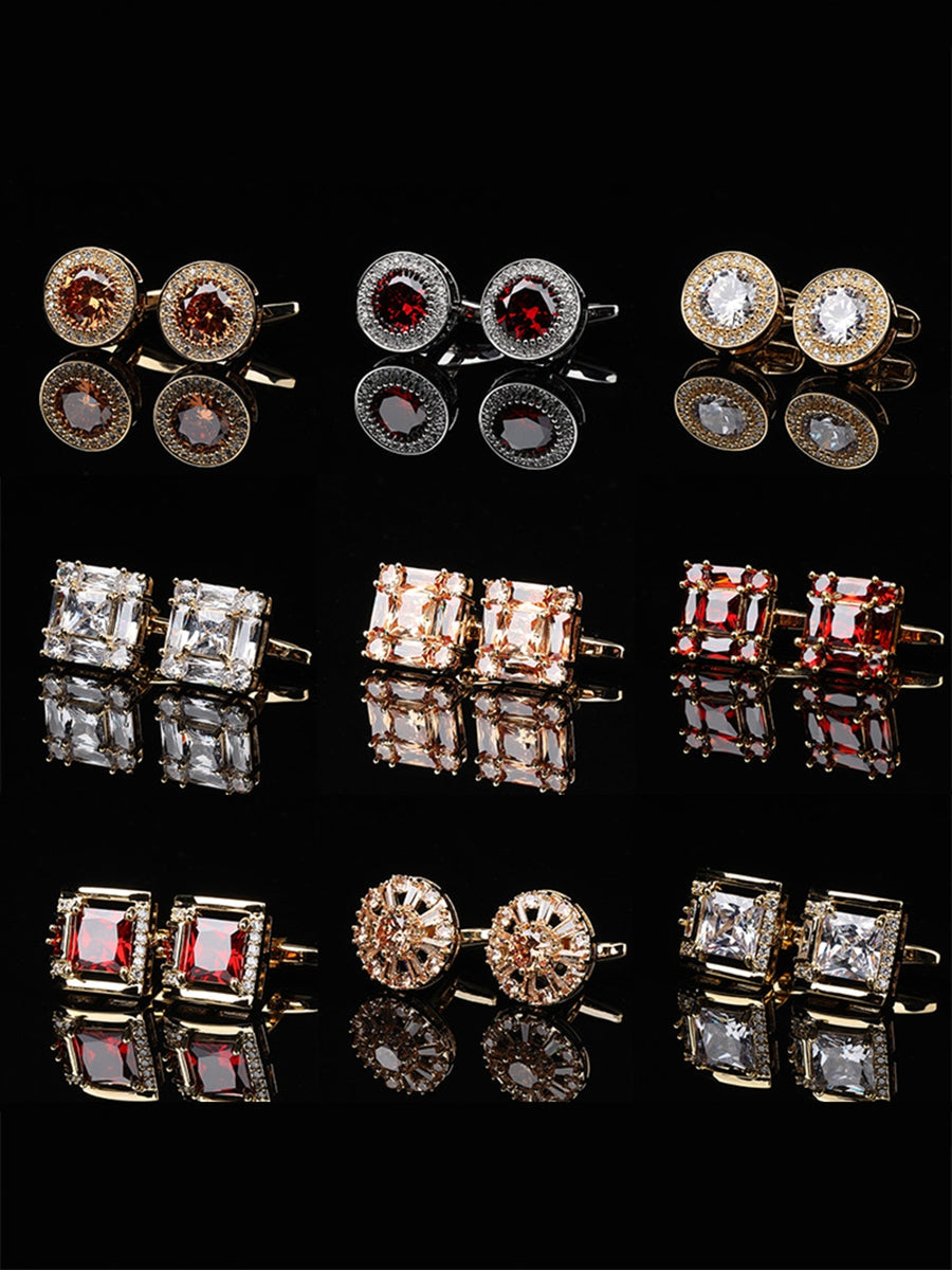 Men's Sparkling 2Pcs Alloy Cufflinks with Floral