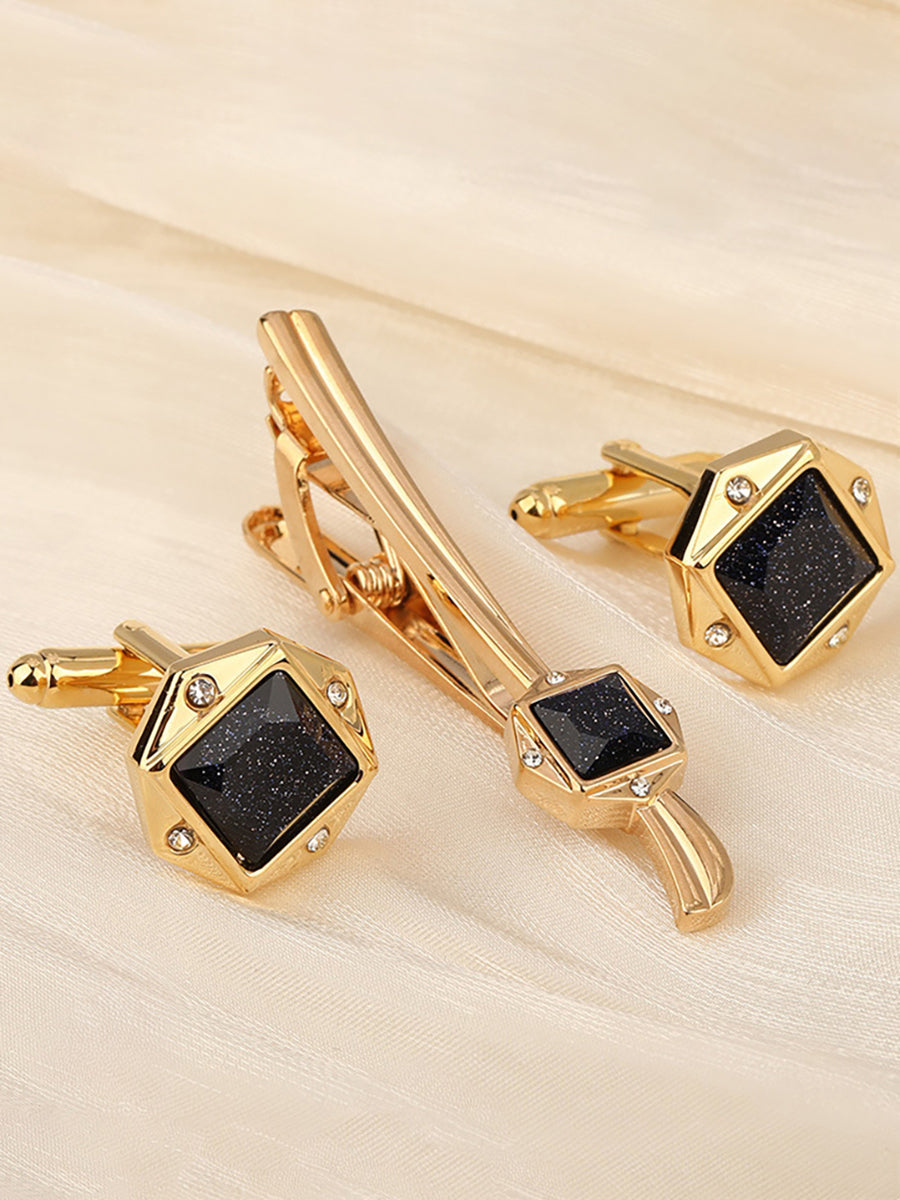 Men's Geometric Formal Tie Clip with Rhinestones