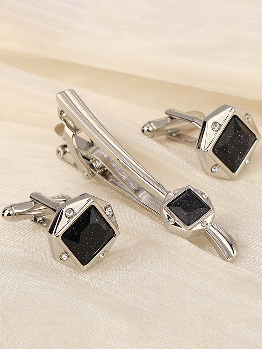 Men's Geometric Formal Tie Clip with Rhinestones