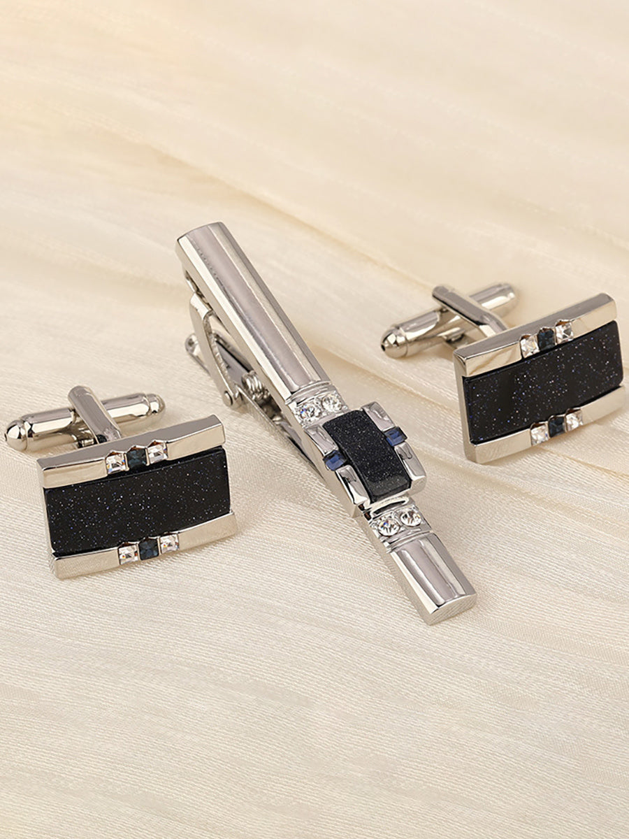 Men's Geometric Formal Tie Clip with Rhinestones