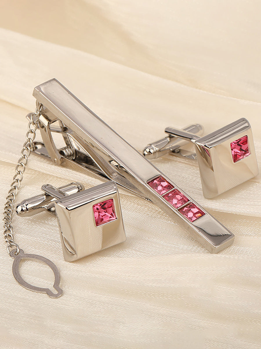 Men's Geometric Formal Tie Clip with Rhinestones