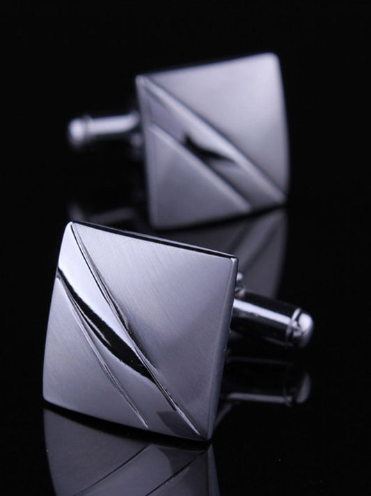 Men's 2Pcs Simple Geometric Metal Cufflinks