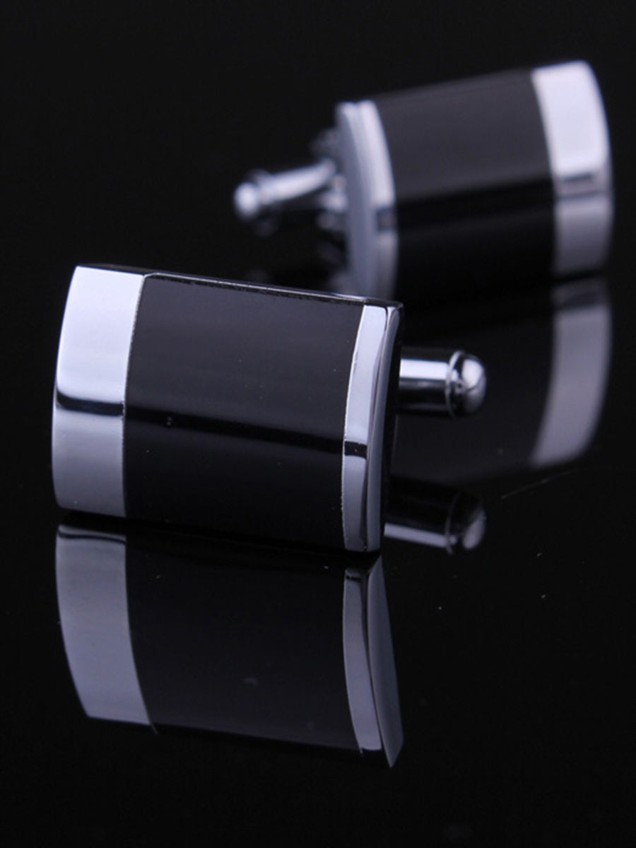 Men's 2Pcs Simple Geometric Metal Cufflinks
