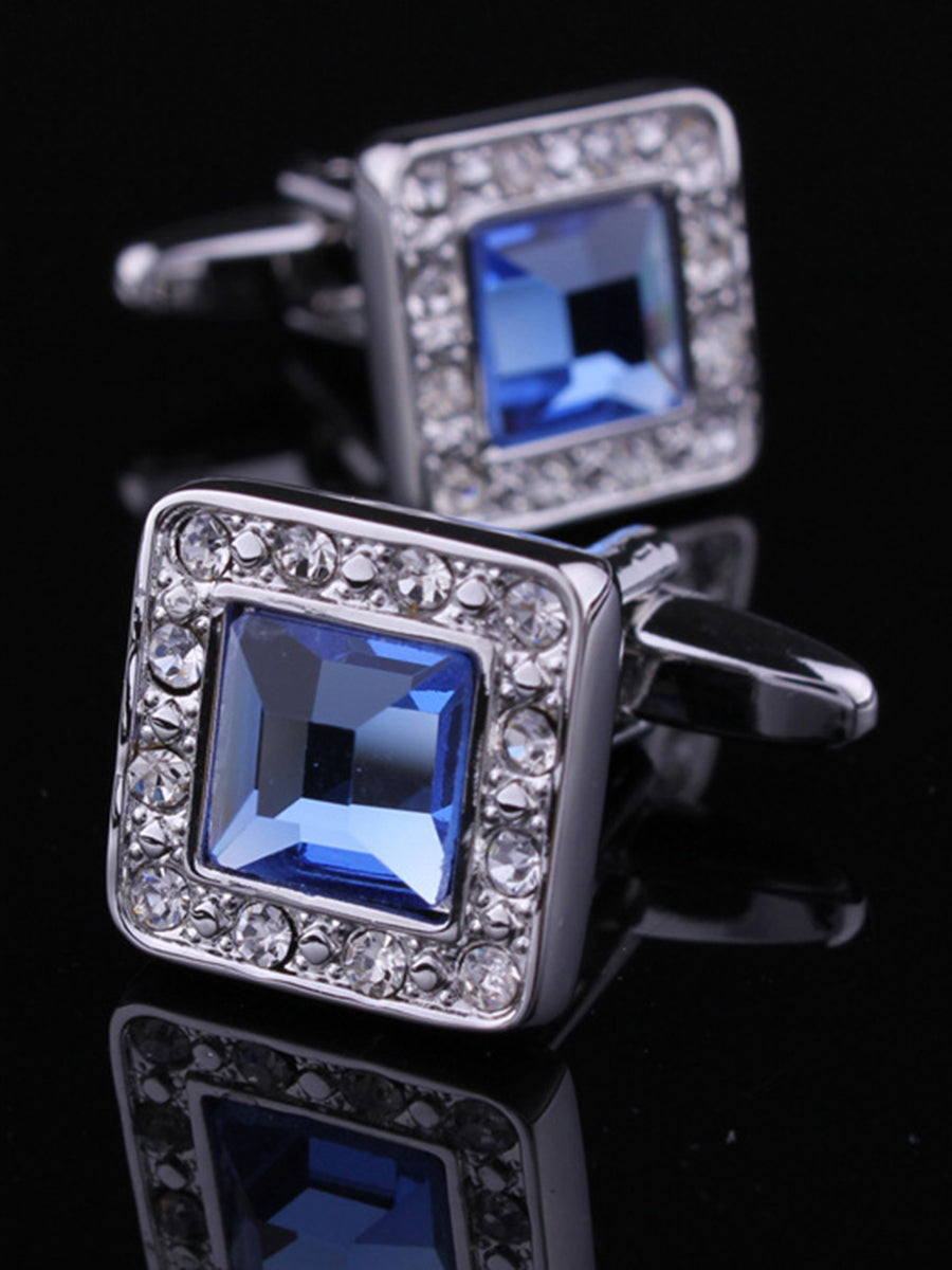 Men's 2Pcs Simple Geometric Metal Cufflinks