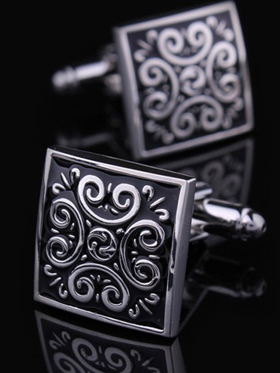Men's 2Pcs Simple Geometric Metal Cufflinks