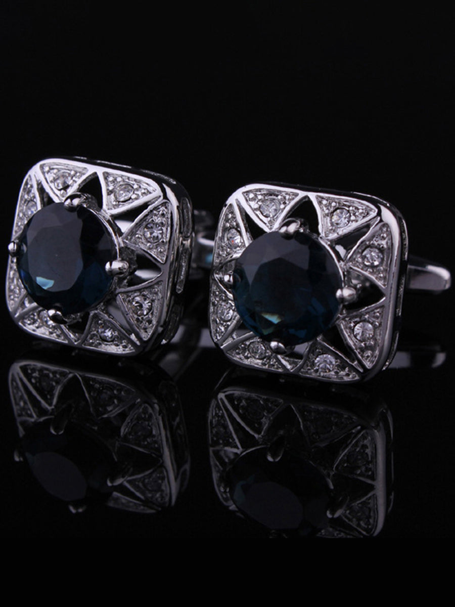 Men's 2Pcs Simple Geometric Metal Cufflinks