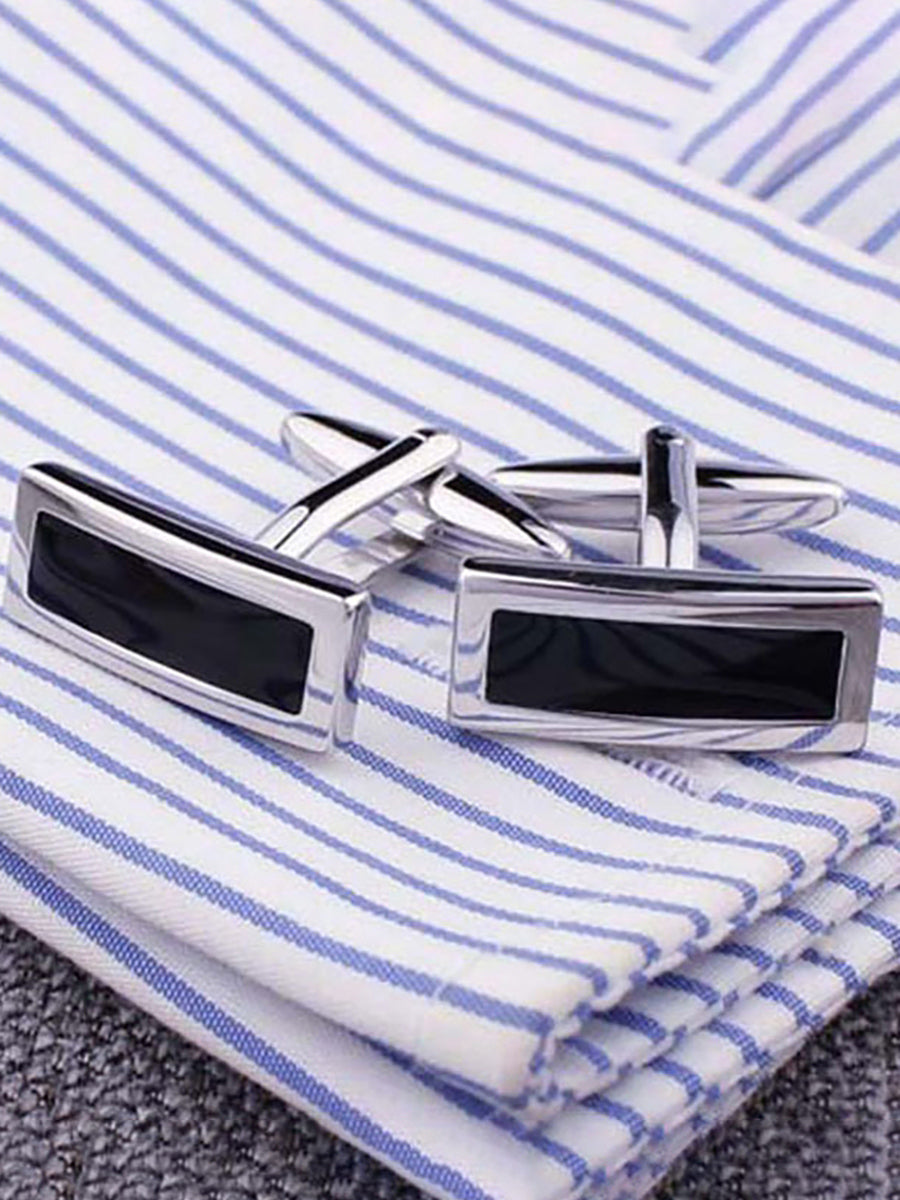 Men's 2Pcs Simple Geometric Metal Cufflinks