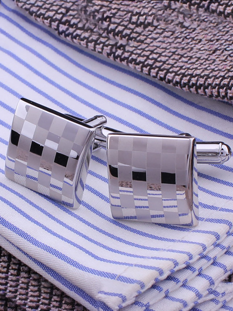 Men's 2Pcs Simple Geometric Metal Cufflinks