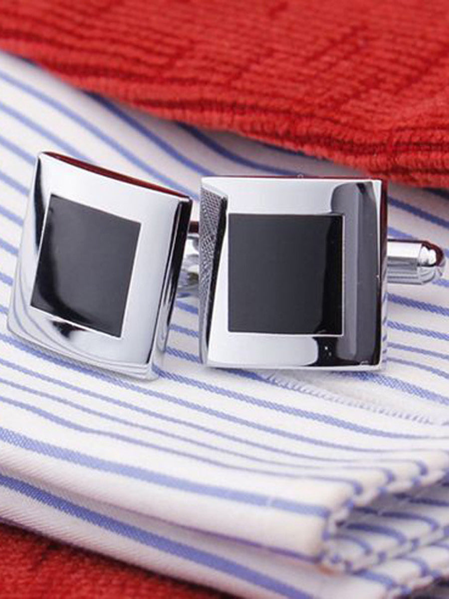 Men's 2Pcs Simple Geometric Metal Cufflinks