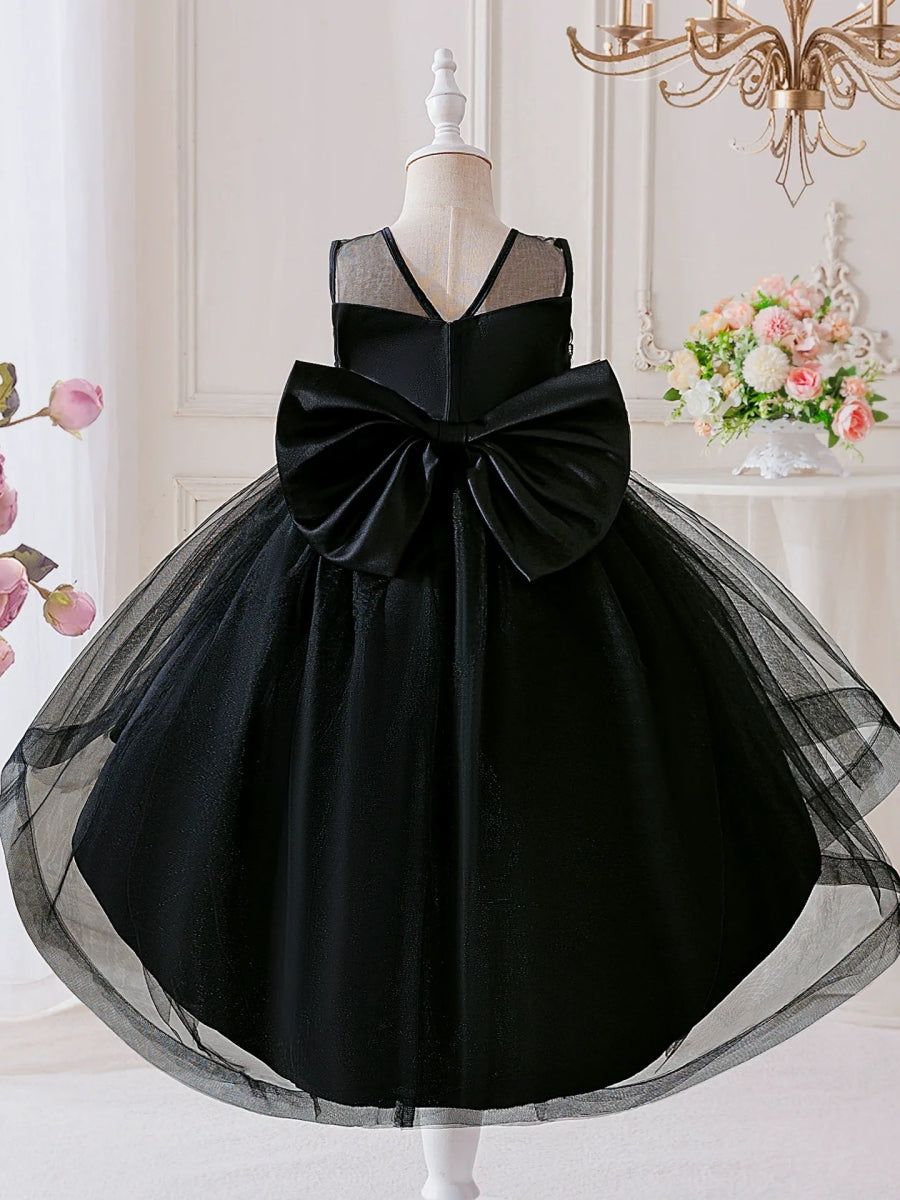 Ball Gown Crew-Neck Sleeveless Knee-Length Halloween Dresses for Girls With Applique & Beadings