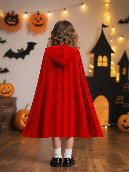 A-Line/Princess Square Neck Sleeveless Knee-Length Halloween Dresses for Girls With Hooded Cape