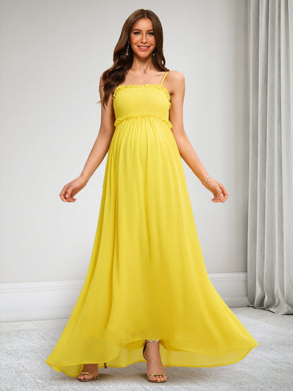 A-Line/Princess Spaghetti Straps Sleeveless Ruched Baby Shower Dresses with Trim