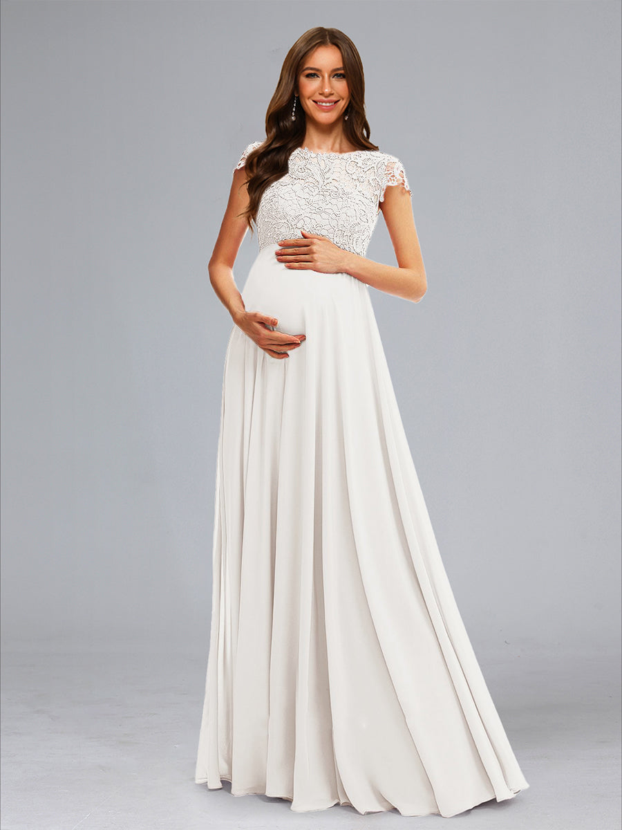 A-Line/Princess Scoop Lace Floor-Length Baby Shower Wedding Dresses with Appliques