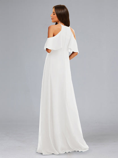 Sweet A-Line/Princess Halter Floor-Length Baby Shower Wedding Dresses with Ruffles