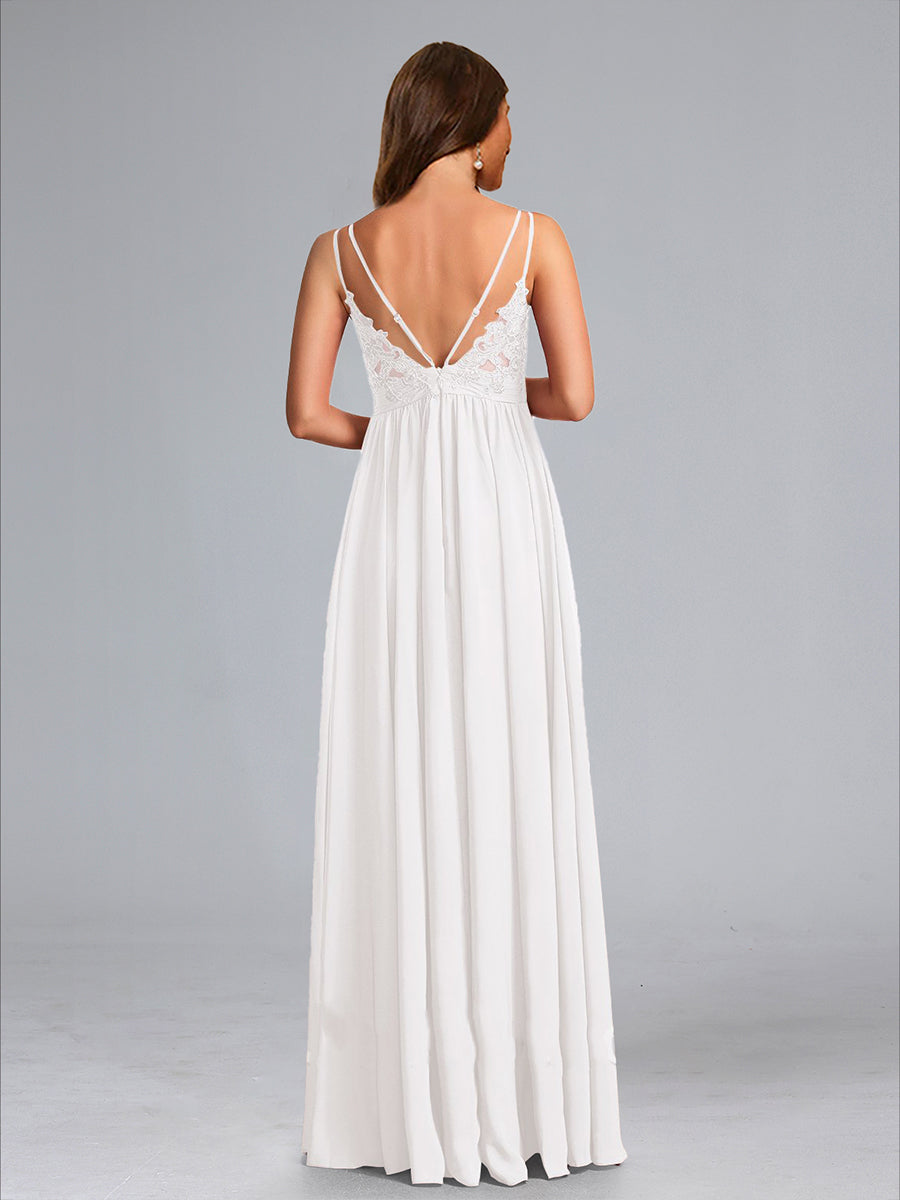 A-Line/Princess Spaghetti Straps V-Neck Ruched Baby Shower Wedding Dresses with Pleats & Appliques