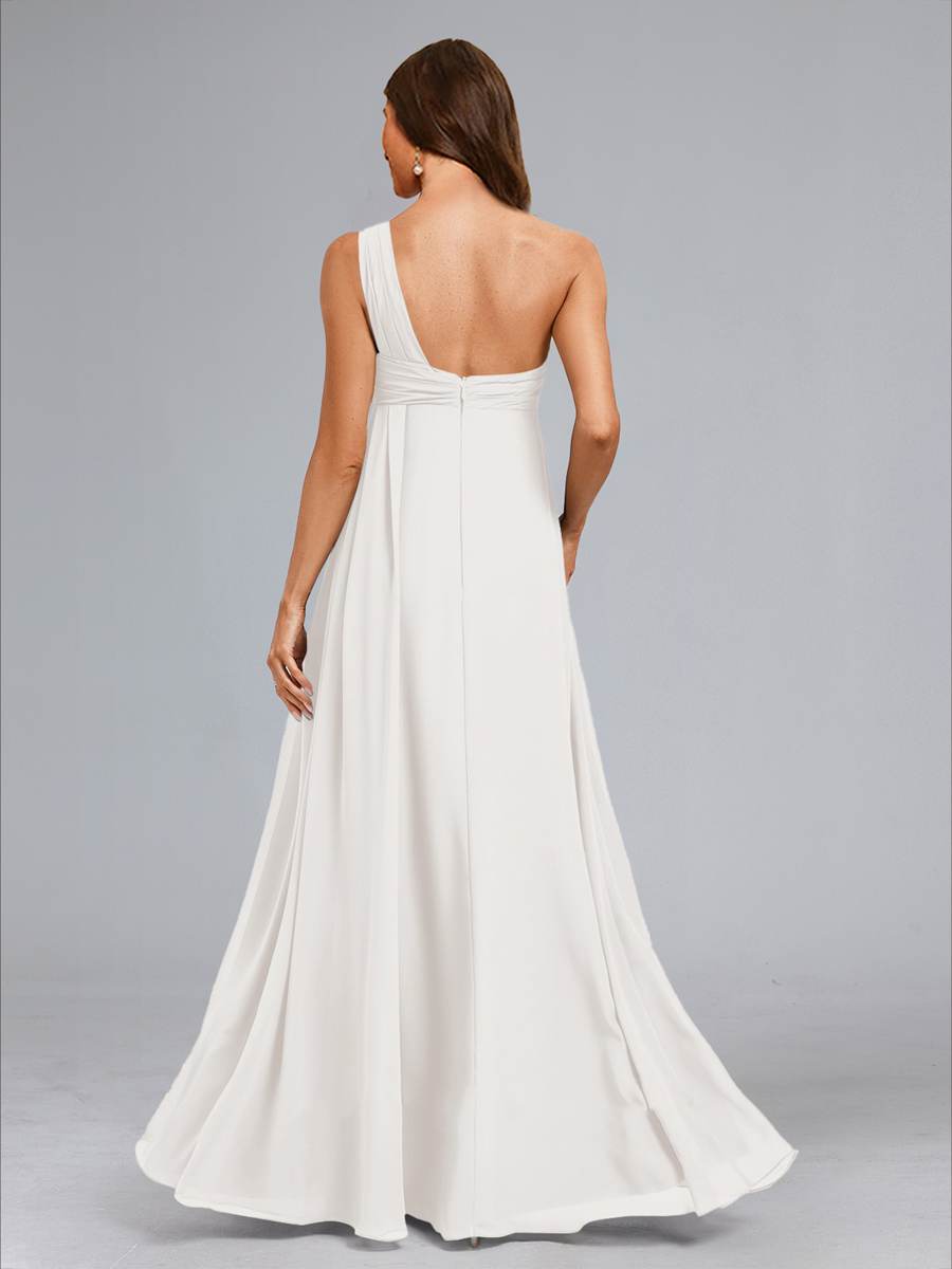 A-Line/Princess One-Shoulder Sleeveless Ruched Baby Shower Wedding Dresses with Ruffles