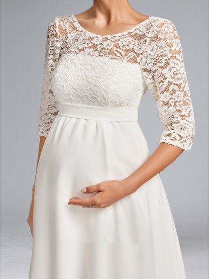 A-Line/Princess Scoop Neck Knee-Length Chiffon Baby Shower Wedding Dresses with Bow