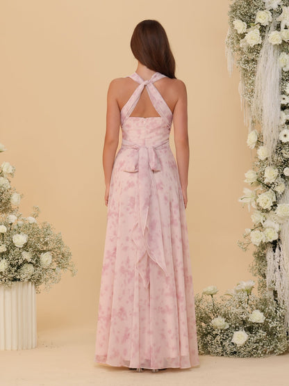A-Line/Princess Convertible Infinity Bridesmaid Dresses with Pleats