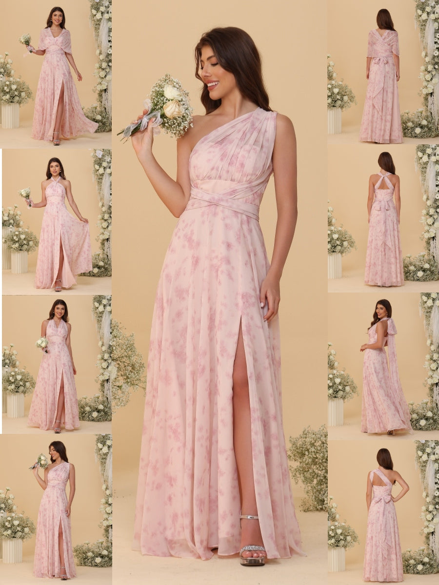 A-Line/Princess Convertible Infinity Bridesmaid Dresses with Pleats