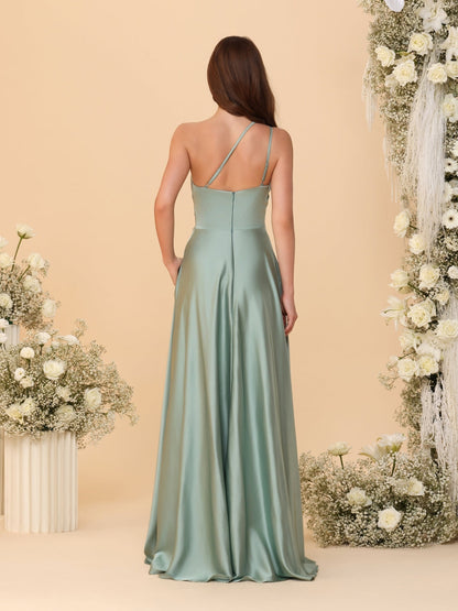 A-Line/Princess Spaghetti Straps Sleeveless Plus Size Bridesmaid Dresses With Split Side