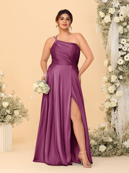 A-Line/Princess Spaghetti Straps Sleeveless Plus Size Bridesmaid Dresses With Split Side