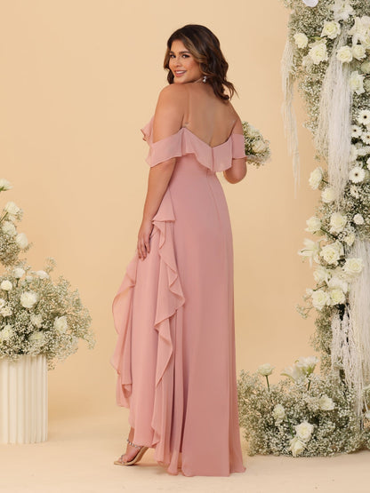 A-Line/Princess Off-the-Shoulder Plus Size Bridesmaid Dresses with Ruffles
