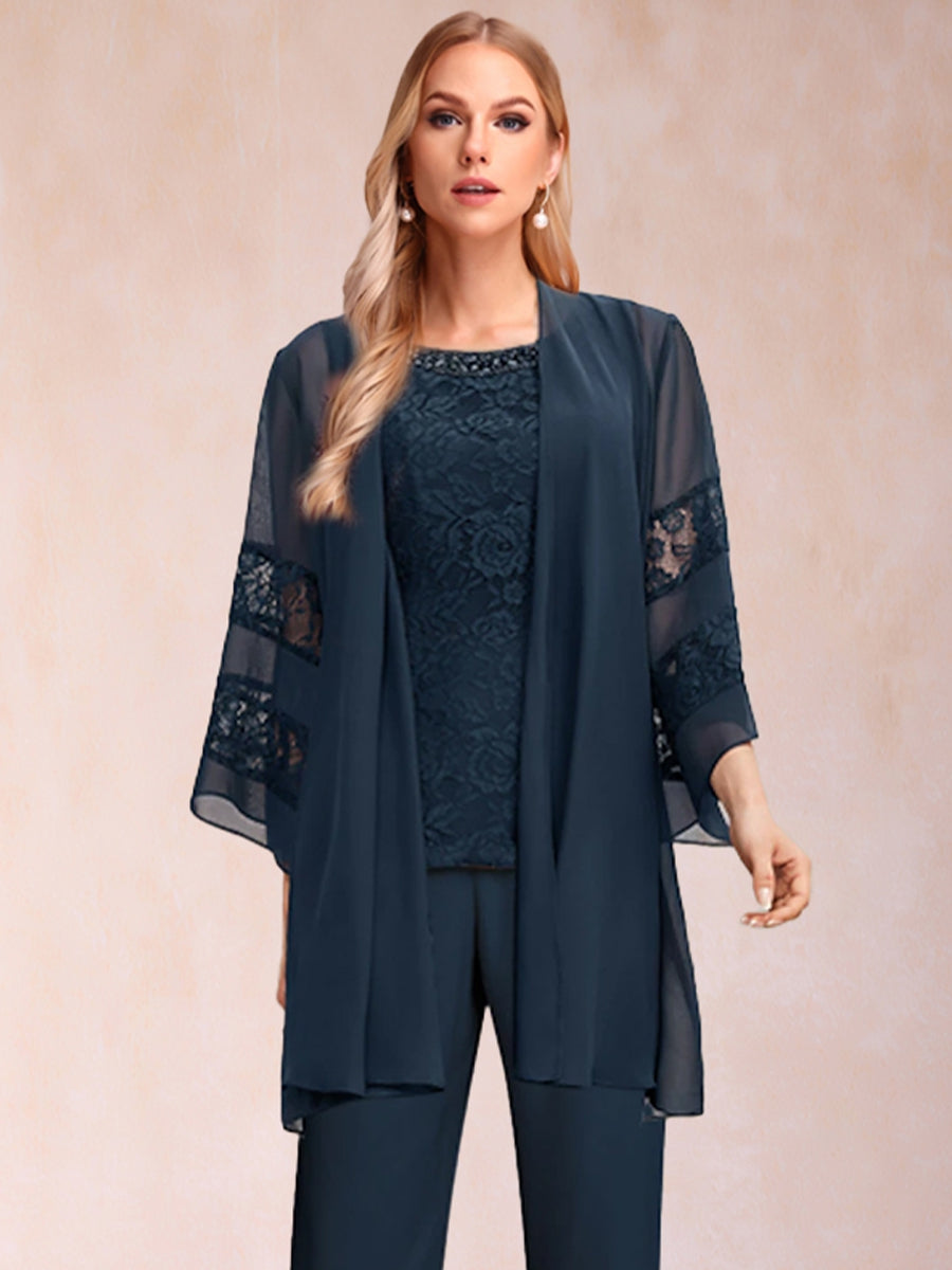 3/4 Sleeves Chiffon Mother's Jacket With Applique Lace