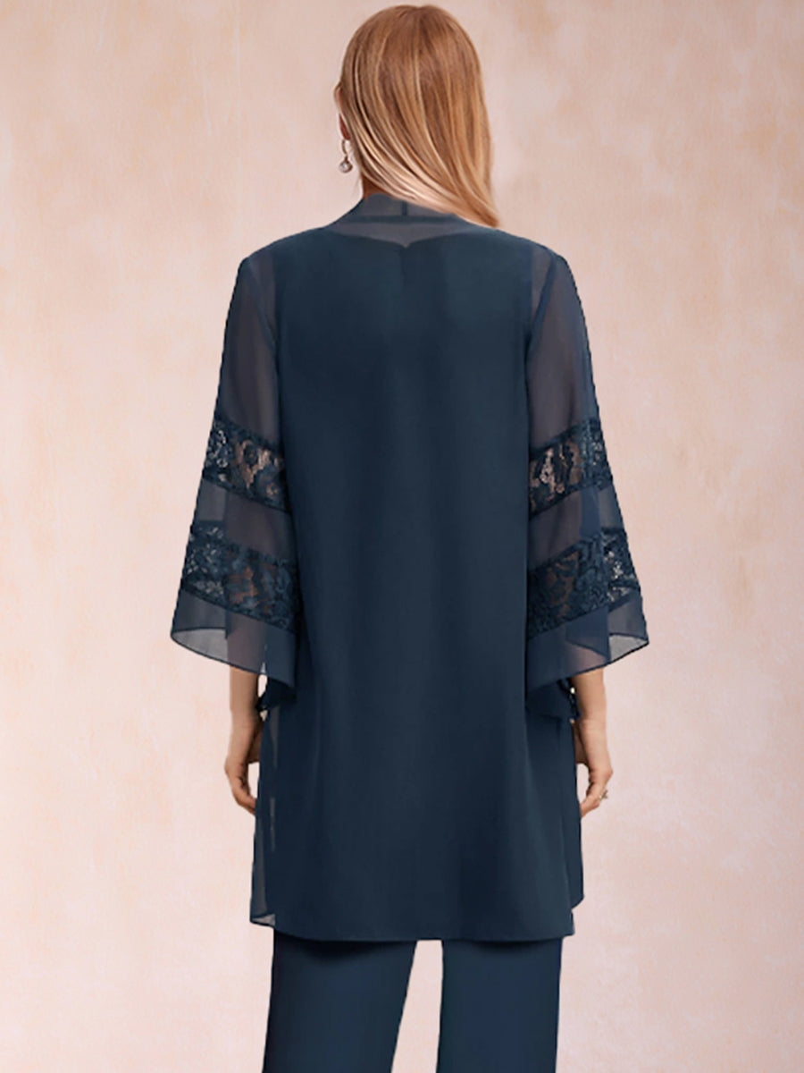 3/4 Sleeves Chiffon Mother's Jacket With Applique Lace